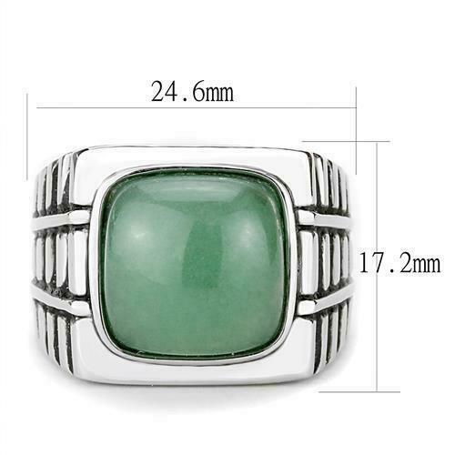 Jewellery Kingdom Green Signet Synthetic Cubic Zirconia Mens Emerald Ring (Silver) Secondary image