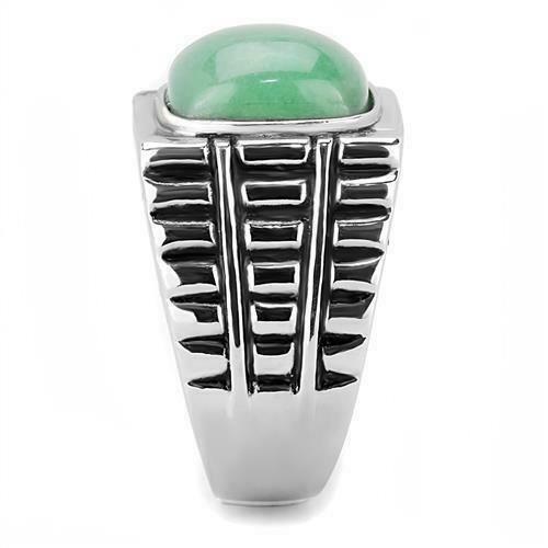 Jewellery Kingdom Green Signet Synthetic Cubic Zirconia Mens Emerald Ring (Silver) - Rings - British D'sire