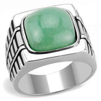 Jewellery Kingdom Green Signet Synthetic Cubic Zirconia Mens Emerald Ring (Silver) - Rings - British D'sire