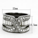 Jewellery Kingdom Guard Baguettes cz Stainless Steel Wedding Band, Ladies Engagement Ring Set - Engagement Rings - British D'sire