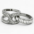 Jewellery Kingdom Guard Baguettes cz Stainless Steel Wedding Band, Ladies Engagement Ring Set - Engagement Rings - British D'sire