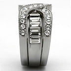 Jewellery Kingdom Guard Baguettes cz Stainless Steel Wedding Band, Ladies Engagement Ring Set - Engagement Rings - British D'sire