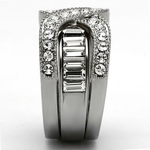 Jewellery Kingdom Guard Baguettes cz Stainless Steel Wedding Band, Ladies Engagement Ring Set - Engagement Rings - British D'sire