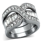 Jewellery Kingdom Guard Baguettes cz Stainless Steel Wedding Band, Ladies Engagement Ring Set - Engagement Rings - British D'sire