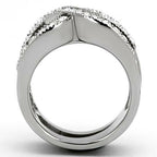 Jewellery Kingdom Guard Baguettes cz Stainless Steel Wedding Band, Ladies Engagement Ring Set - Engagement Rings - British D'sire