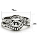 Jewellery Kingdom Halo Cubic Zirconia Engagement Wedding Stainless Steel Silver Ring Set - Jewelry Rings - British D'sire