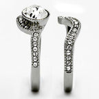 Jewellery Kingdom Halo Cubic Zirconia Engagement Wedding Stainless Steel Silver Ring Set - Jewelry Rings - British D'sire
