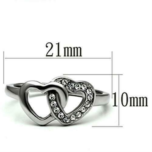 Jewellery Kingdom Heart Band Cubic Zirconia Stainless Steel Pretty Flat Ring (Silver) Secondary image
