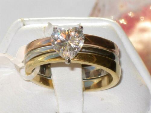 Jewellery Kingdom Heart Band Wedding And Engagement Simulated Diamond Ring Set (Rose Gold) - Jewelry Rings - British D'sire Main image