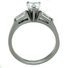 Jewellery Kingdom Heart Cz Baguettes Stainless Steel Engagement 1.5ct Ring - Jewelry Rings - British D'sire