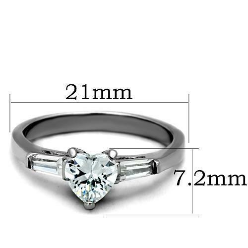 Jewellery Kingdom Heart Cz Baguettes Stainless Steel Engagement 1.5ct Ring - Jewelry Rings - British D'sire