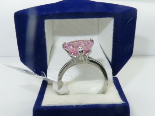 Jewellery Kingdom Heart Ladies 4ct Cubic Zirconia Sapphire Stainless Steel Ring (Pink) - Jewelry Rings - British D'sire