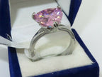 Jewellery Kingdom Heart Ladies 4ct Cubic Zirconia Sapphire Stainless Steel Ring (Pink) - Jewelry Rings - British D'sire