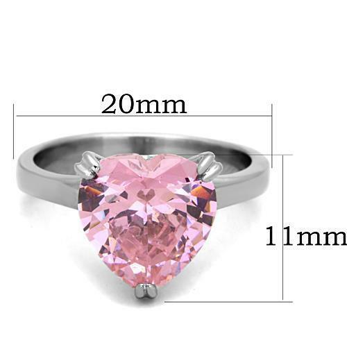 Jewellery Kingdom Heart Ladies 4ct Cubic Zirconia Sapphire Stainless Steel Ring (Pink) - Jewelry Rings - British D'sire