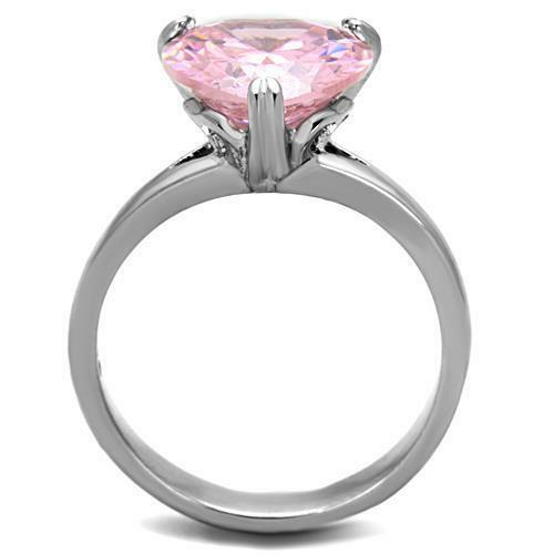 Jewellery Kingdom Heart Ladies 4ct Cubic Zirconia Sapphire Stainless Steel Ring (Pink) - Jewelry Rings - British D'sire