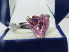Jewellery Kingdom Heart Ladies 4ct Cubic Zirconia Sapphire Stainless Steel Ring (Pink) - Jewelry Rings - British D'sire