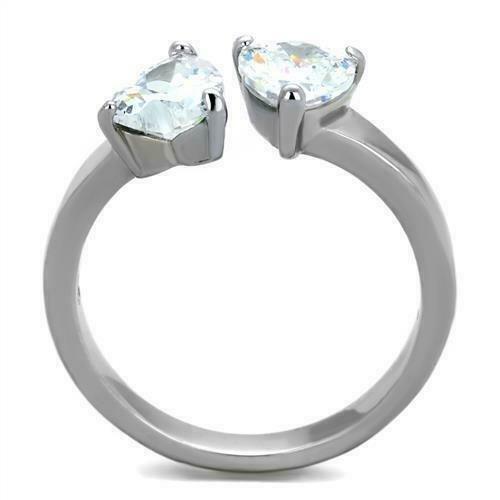 Jewellery Kingdom Heart Solitaires Cubic Zirconia 150 Carat Stainless Steel Ring (Silver) - Jewelry Rings - British D'sire