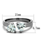 Jewellery Kingdom Heart Solitaires Cubic Zirconia 150 Carat Stainless Steel Ring (Silver) - Jewelry Rings - British D'sire