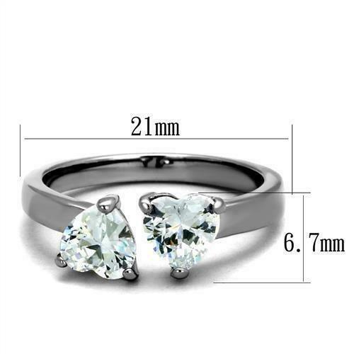 Jewellery Kingdom Heart Solitaires Cubic Zirconia 150 Carat Stainless Steel Ring (Silver) - Jewelry Rings - British D'sire