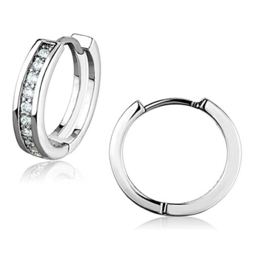 Jewellery Kingdom Huggy Hoop Huggies Cubic Zirconia Channel Ladies Comfort Rhodium Earrings (Silver) - Earrings - British D'sire