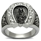 Jewellery Kingdom Jesus Religious Signet Pinky Cubic Zirconia Stainless Steel Mens Horse Shoe Ring (Silver) - Jewelry Rings - British D'sire