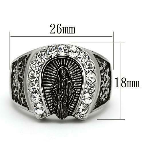 Jewellery Kingdom Jesus Religious Signet Pinky Cubic Zirconia Stainless Steel Mens Horse Shoe Ring (Silver) Secondary image