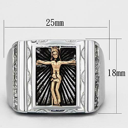 Jewellery Kingdom Jesus Signet Mens Religious Stainless Steel Cubic Zirconia Ring (Rose Gold) Secondary image