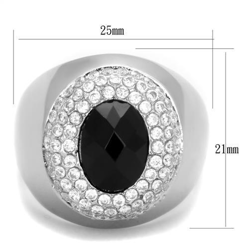 Jewellery Kingdom Jet Cubic Zirconia Signet Pinky 3CT Stainless Steel Silver Mens Black Ring Secondary image
