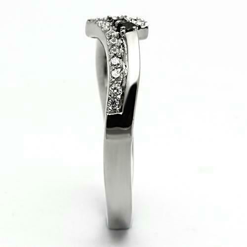 Jewellery Kingdom Jet Eternity Stainless Steel Cubic zirconia Band Ring (Silver Black) - Jewelry Rings - British D'sire