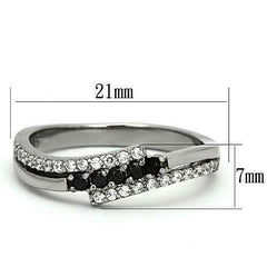 Jewellery Kingdom Jet Eternity Stainless Steel Cubic zirconia Band Ring (Silver Black) - Jewelry Rings - British D'sire