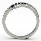 Jewellery Kingdom Jet Eternity Stainless Steel Cubic zirconia Band Ring (Silver Black) - Jewelry Rings - British D'sire