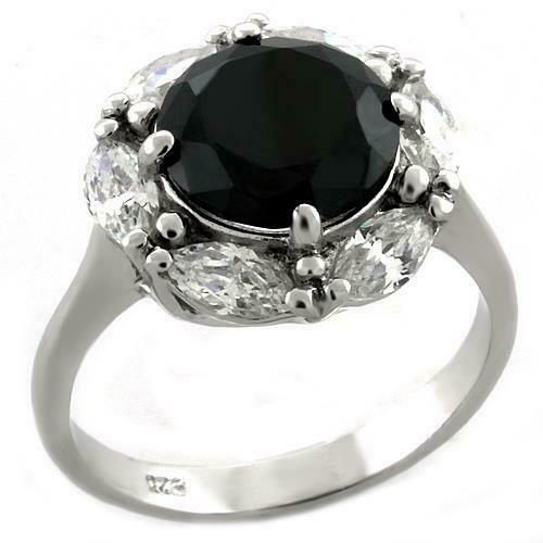 Jewellery Kingdom Jet Sterling Silver CZ Ladies Dress 4CT Marquise Ring (Black) - Jewelry Rings - British D'sire