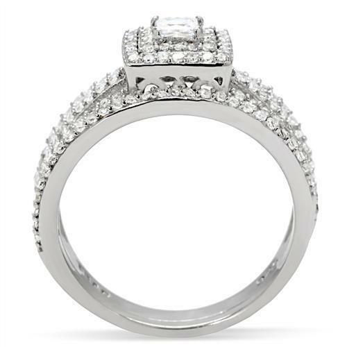 Jewellery Kingdom Lades Sterling Silver Princess Wedding Engagement Band 2pc Ring Set Secondary image