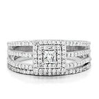 Jewellery Kingdom Lades Sterling Silver Princess Wedding Engagement Band 2pc Ring Set - Jewelry Rings - British D'sire