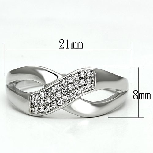 Jewellery Kingdom Ladies 1 Carat Cz Sterling Silver Crossover Micro Pave Triple Row Ring - Jewelry Rings - British D'sire Main image
