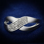 Jewellery Kingdom Ladies 1 Carat Cz Sterling Silver Crossover Micro Pave Triple Row Ring - Jewelry Rings - British D'sire