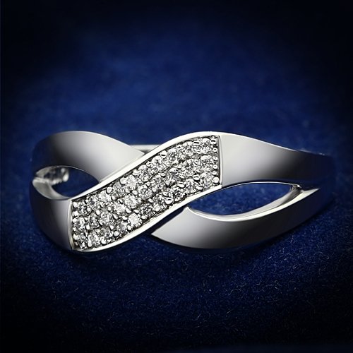 Jewellery Kingdom Ladies 1 Carat Cz Sterling Silver Crossover Micro Pave Triple Row Ring - Jewelry Rings - British D'sire