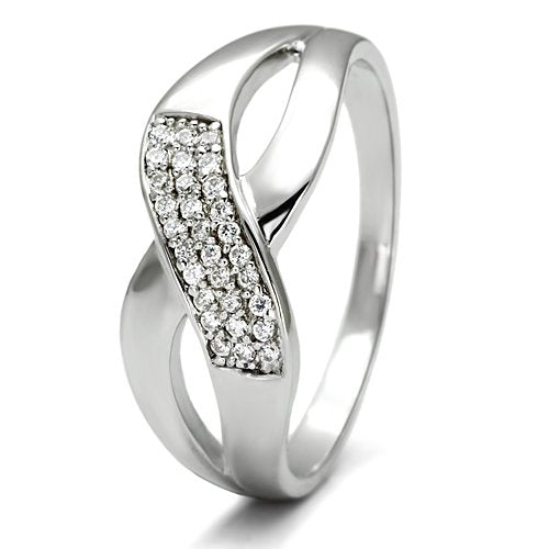 Jewellery Kingdom Ladies 1 Carat Cz Sterling Silver Crossover Micro Pave Triple Row Ring - Jewelry Rings - British D'sire