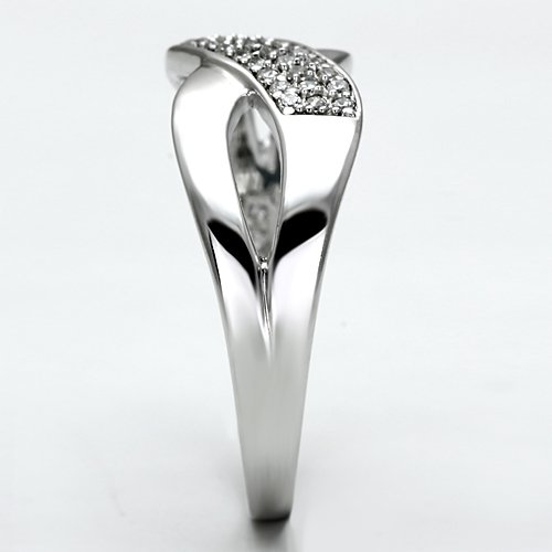 Jewellery Kingdom Ladies 1 Carat Cz Sterling Silver Crossover Micro Pave Triple Row Ring - Jewelry Rings - British D'sire