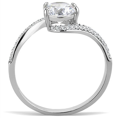 Jewellery Kingdom Ladies 1 Carat Solitaire Accents Stainless Steel Cz Twist Engagement Ring - Jewelry Rings - British D'sire