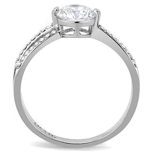 Jewellery Kingdom Ladies 1 Carat Stainless Steel Cubic Zirconia Clear Crossover Silver Ring - Jewelry Rings - British D'sire