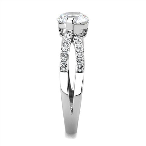 Jewellery Kingdom Ladies 1 Carat Stainless Steel Cubic Zirconia Clear Crossover Silver Ring - Jewelry Rings - British D'sire