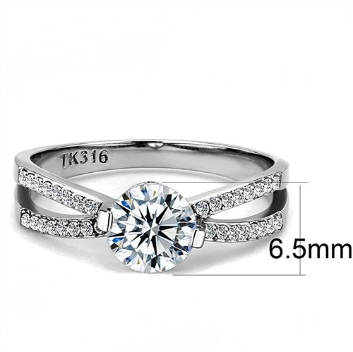 Jewellery Kingdom Ladies 1 Carat Stainless Steel Cubic Zirconia Clear Crossover Silver Ring - Jewelry Rings - British D'sire