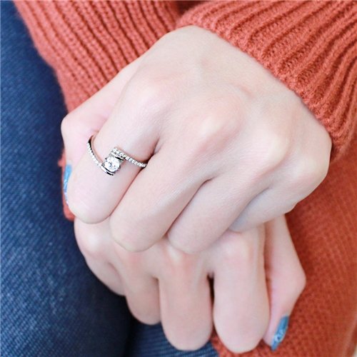 Jewellery Kingdom Ladies 1 Carat Twist Stainless Steel Cubic Zirconia Engagement Ring - Jewelry Rings - British D'sire