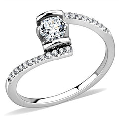 Jewellery Kingdom Ladies 1 Carat Twist Stainless Steel Cubic Zirconia Engagement Ring - Jewelry Rings - British D'sire