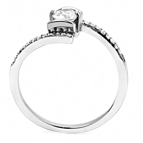 Jewellery Kingdom Ladies 1 Carat Twist Stainless Steel Cubic Zirconia Engagement Ring - Jewelry Rings - British D'sire