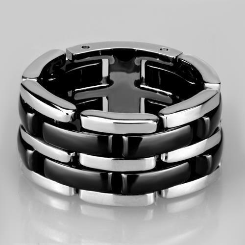 Jewellery Kingdom Ladies 10mm Ceramic Stainless Steel No Stone Flexible Movement Ring (Black) Secondary image