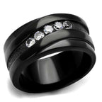 Jewellery Kingdom Ladies 10mm Cz Stainless Steel Wide Band Wedding Eternity Ring Black - Jewelry Rings - British D'sire