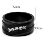 Jewellery Kingdom Ladies 10mm Cz Stainless Steel Wide Band Wedding Eternity Ring Black - Jewelry Rings - British D'sire