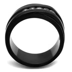 Jewellery Kingdom Ladies 10mm Cz Stainless Steel Wide Band Wedding Eternity Ring Black - Jewelry Rings - British D'sire